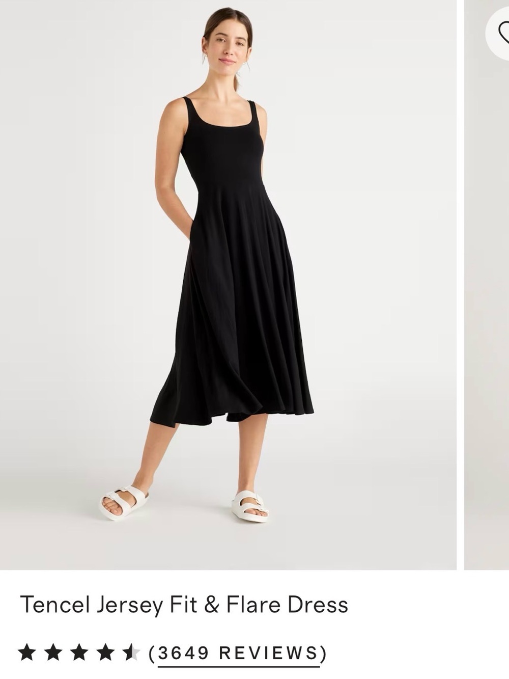 Quince Black Tencel Jersey Midi Fit & Flare Dress